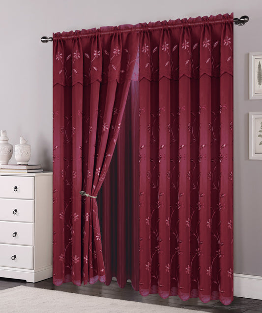 81006 Floral Double Layer Sheer window curtain