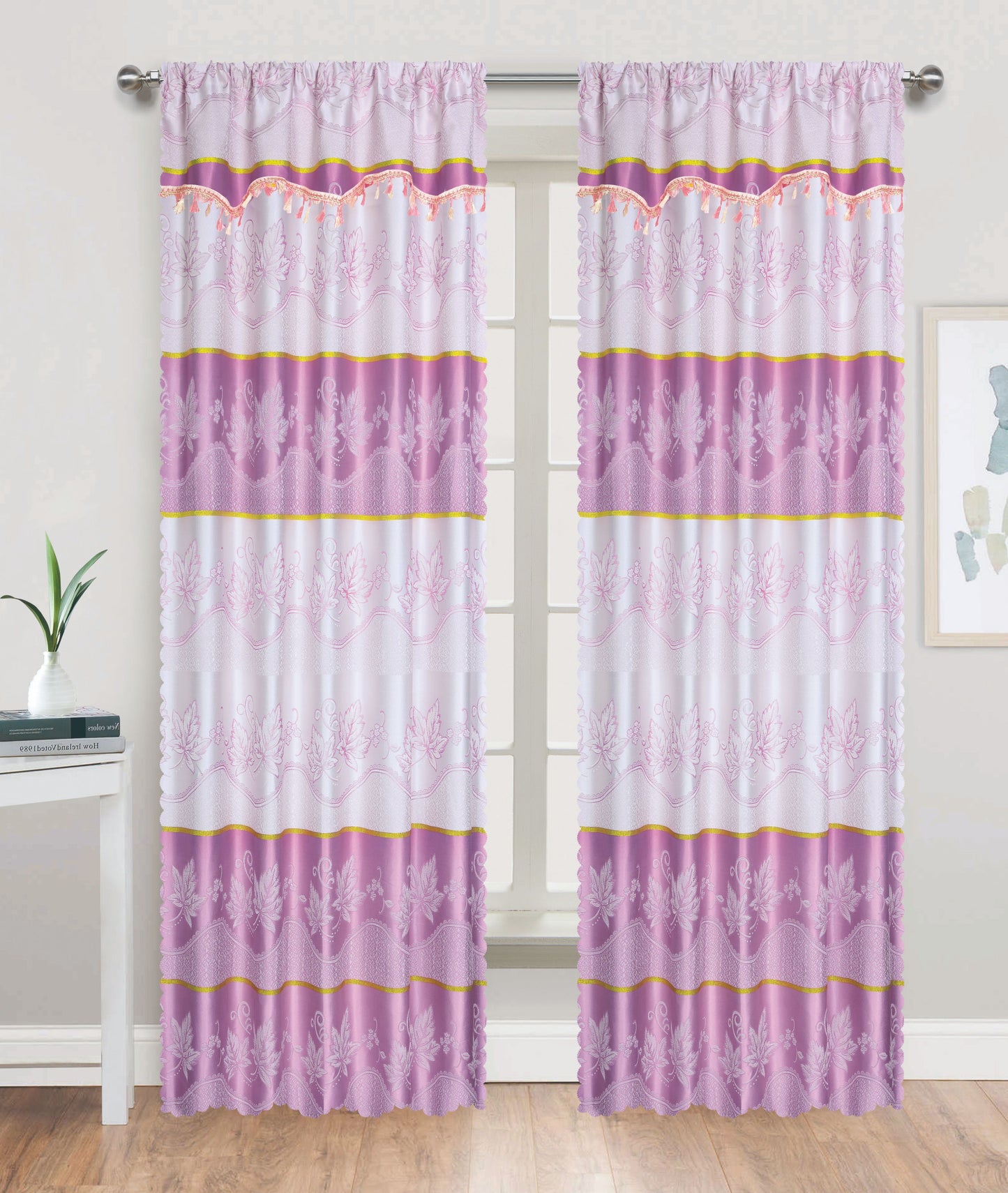 81030 Floral silky window curtain