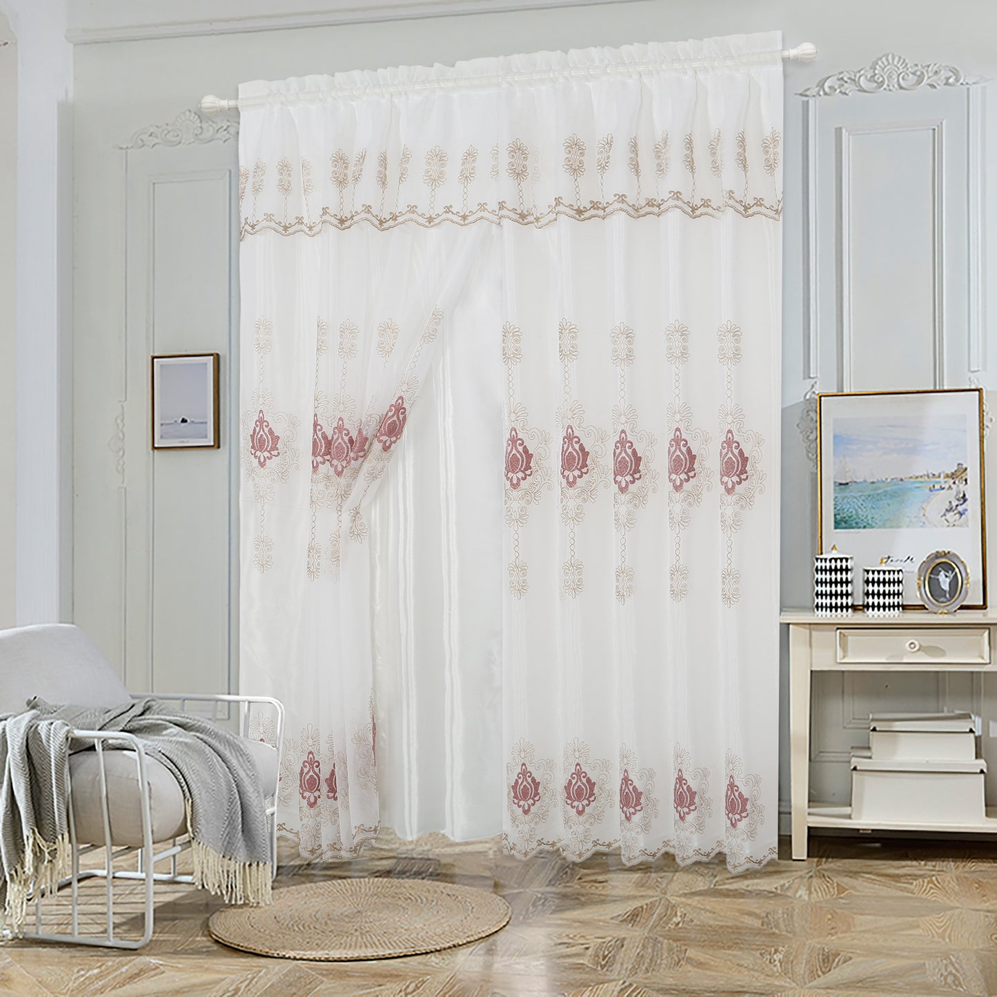81017 Double Layer Sheer window curtain