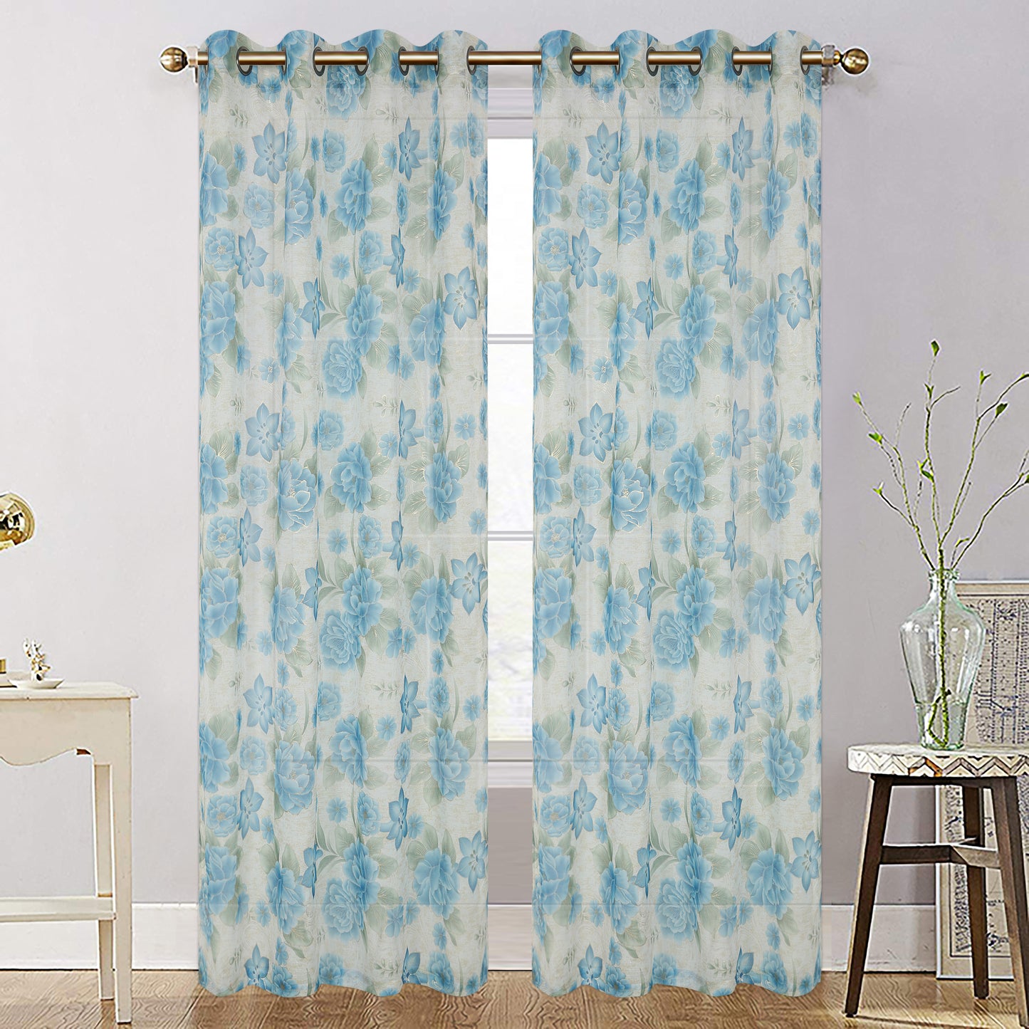 81019 Floral Sheer window curtain