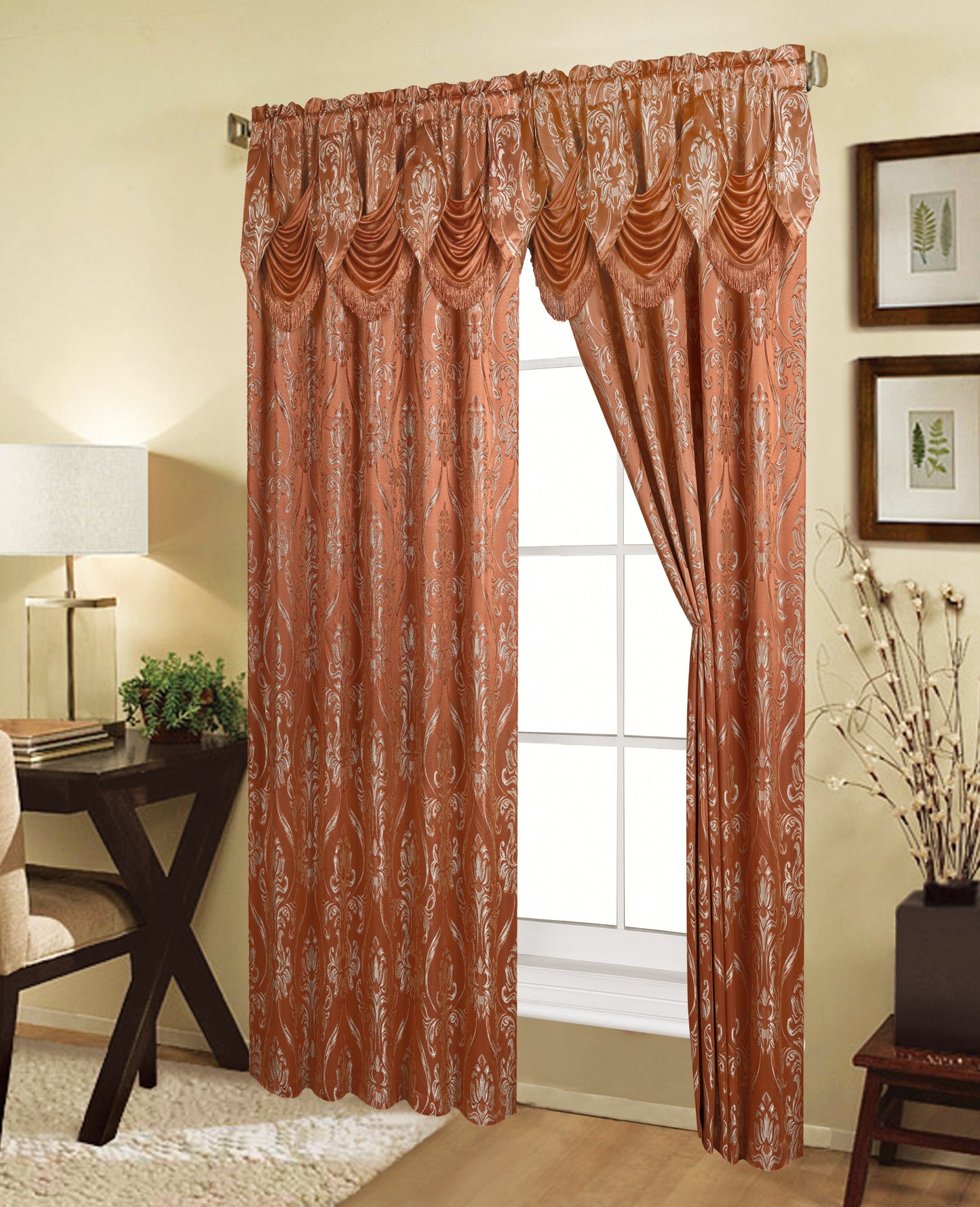 81027 Jacquard window curtain with valance