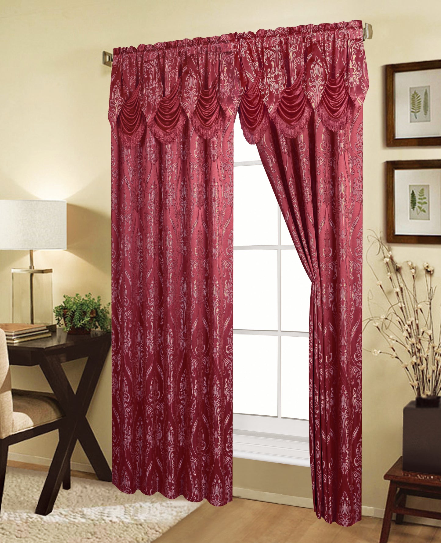 81027 Jacquard window curtain with valance