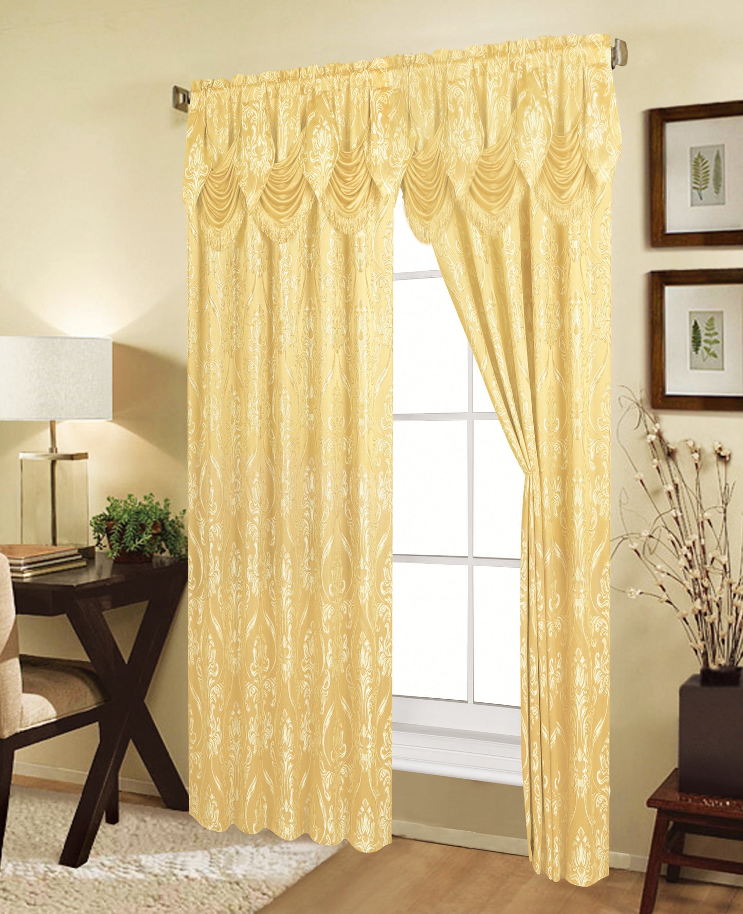 81027 Jacquard window curtain with valance