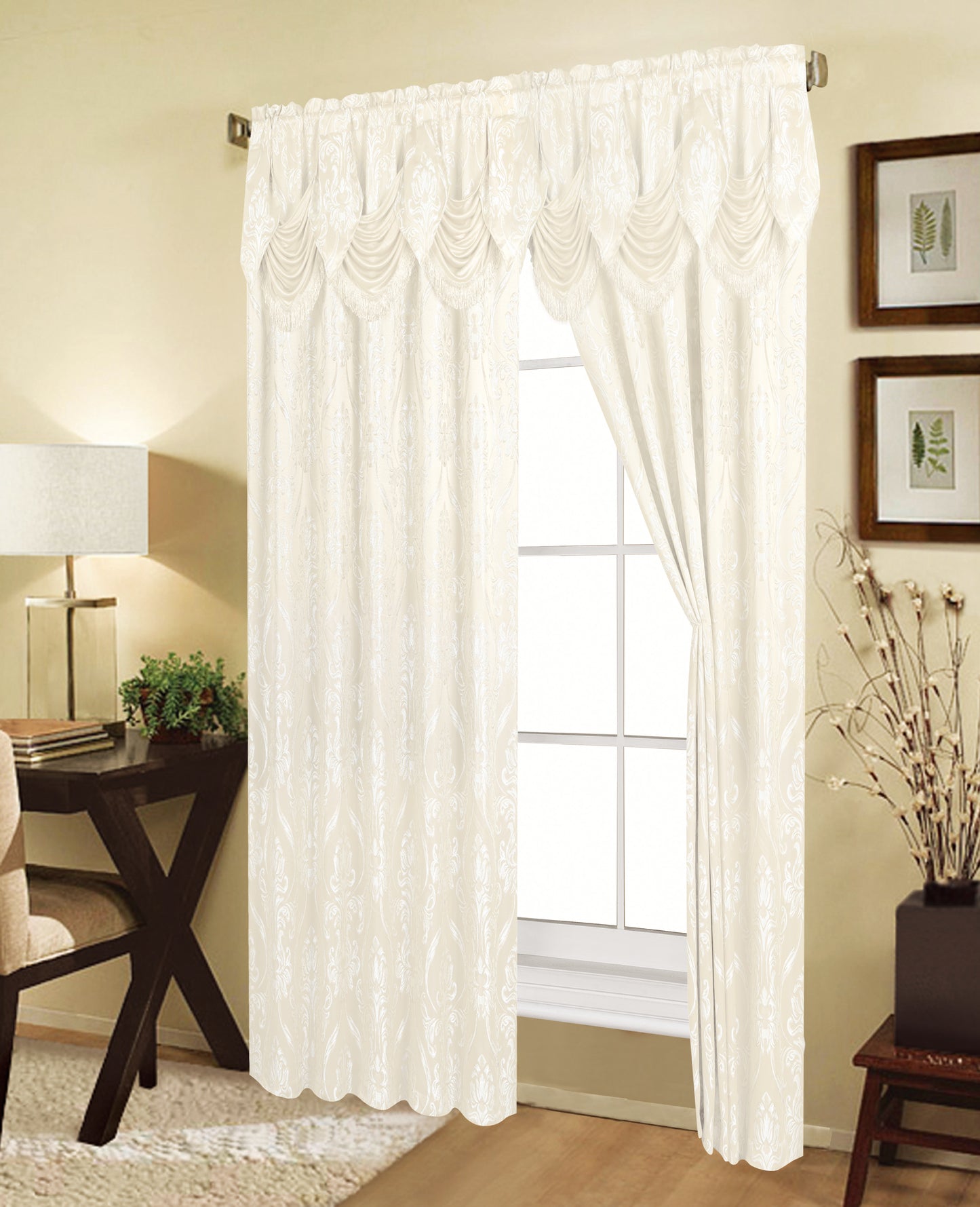 81027 Jacquard window curtain with valance