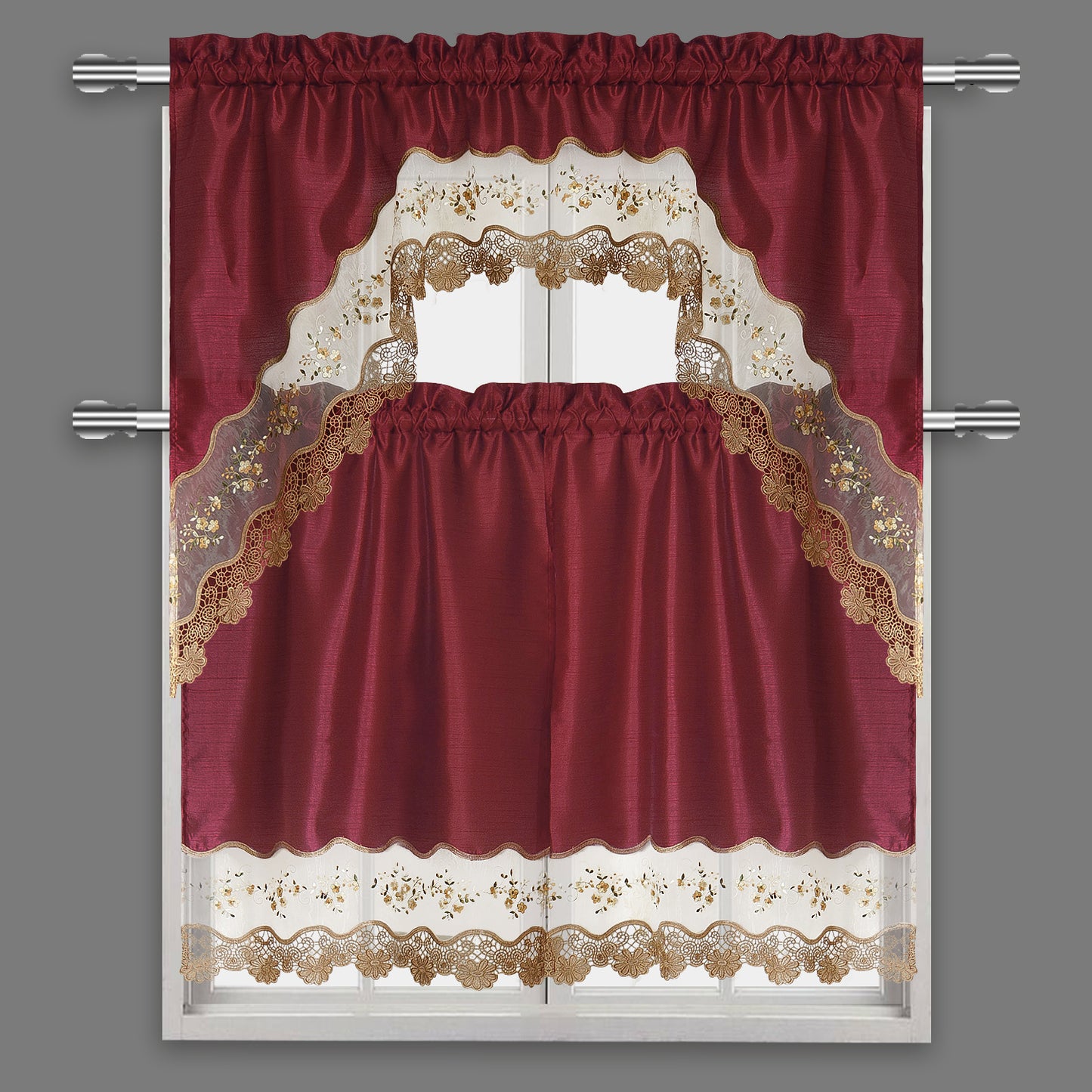 85002 Kitchen Curtain 3 Piece Set
