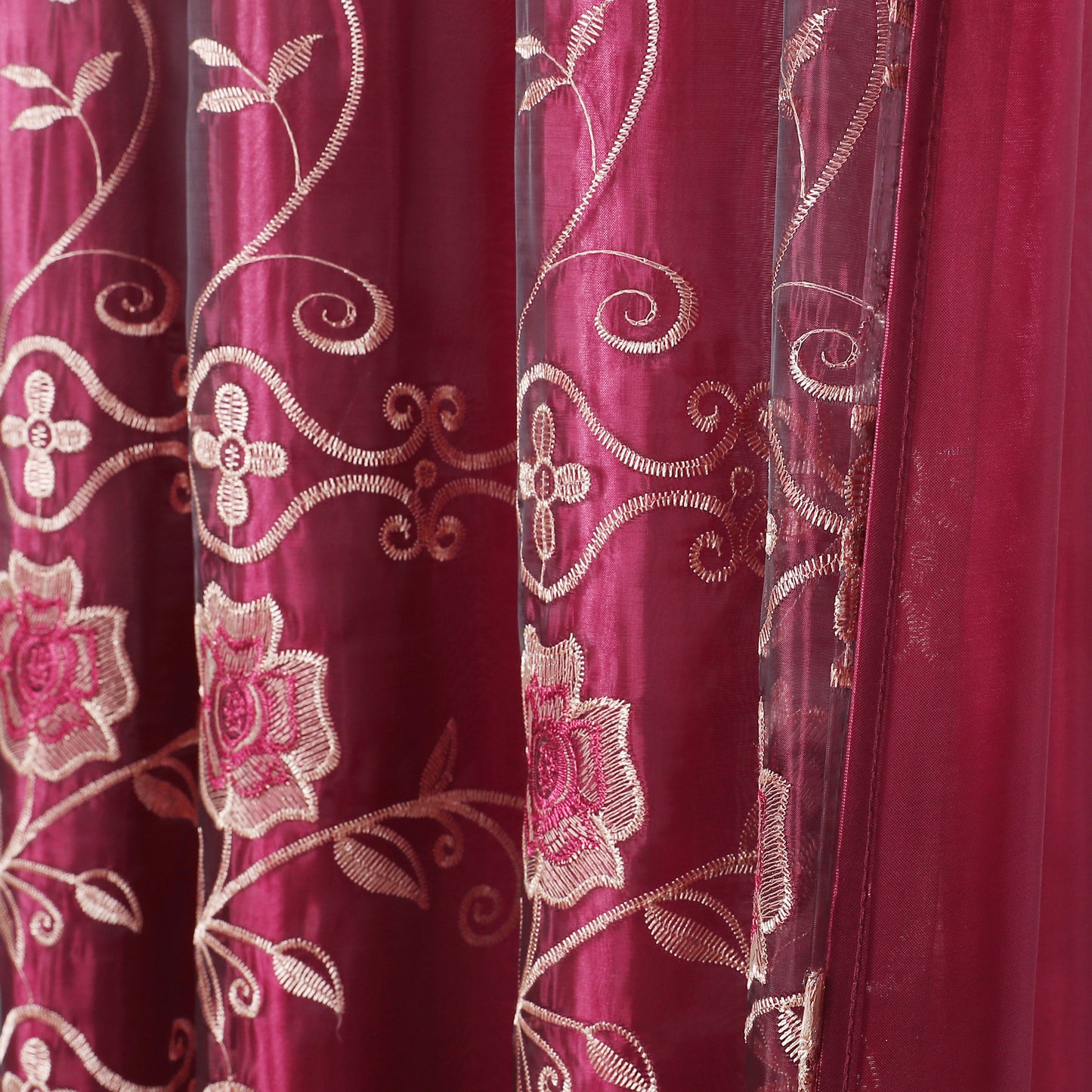 81005 Floral Double Layer Sheer window curtain