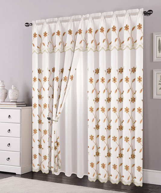 81006 Floral Double Layer Sheer window curtain
