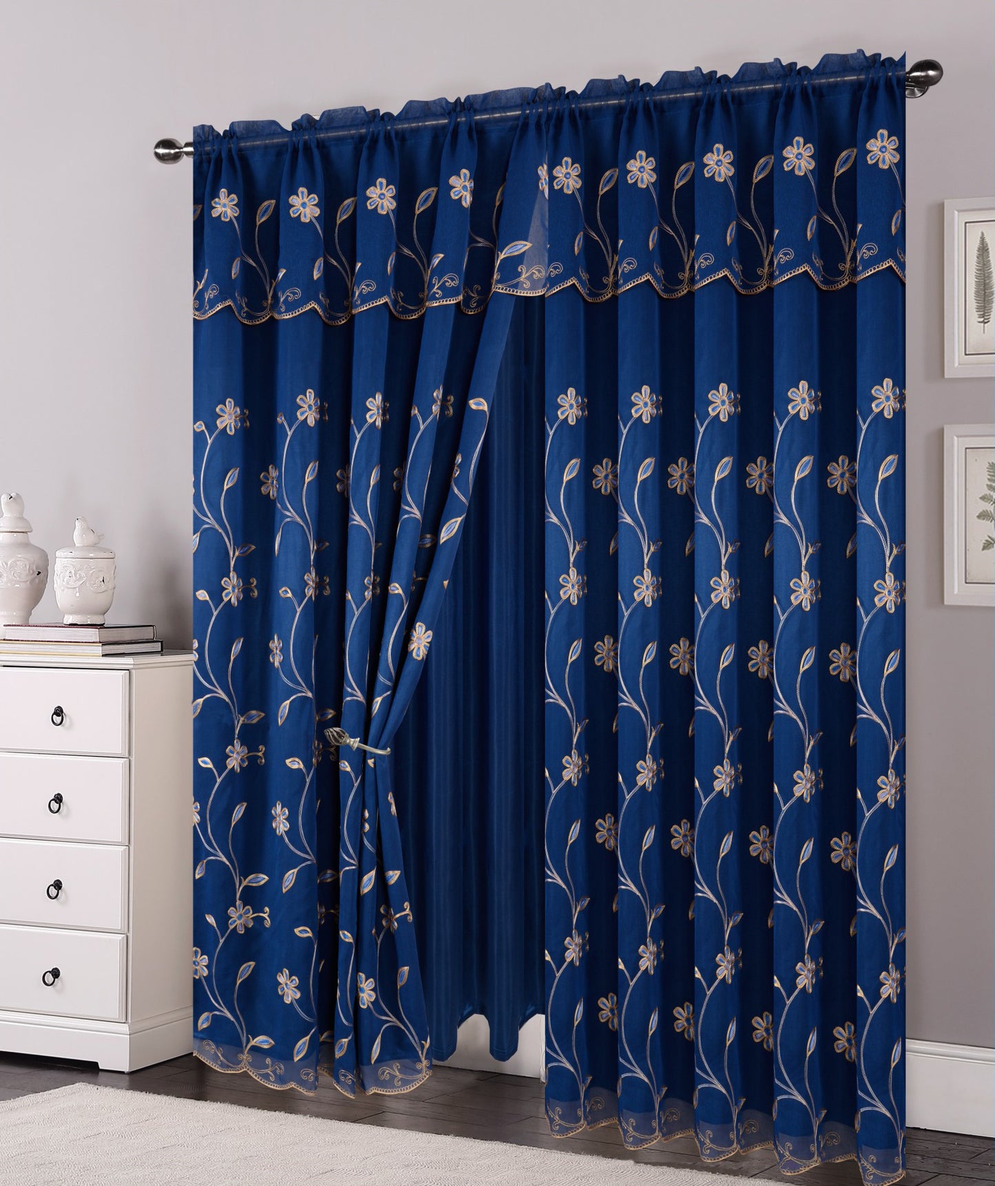 81006 Floral Double Layer Sheer window curtain