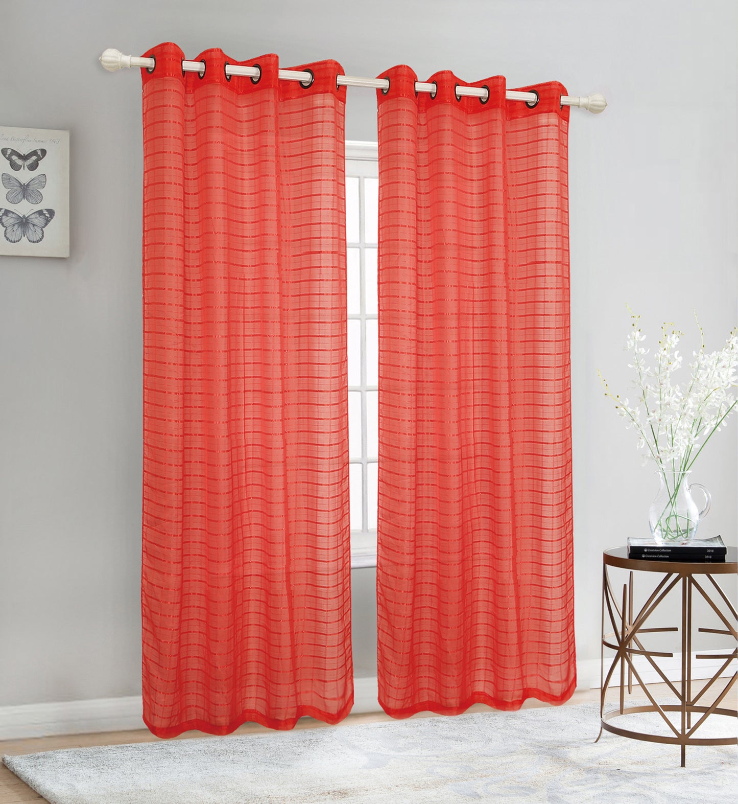81007 Checker Pattern Sheer window curtain