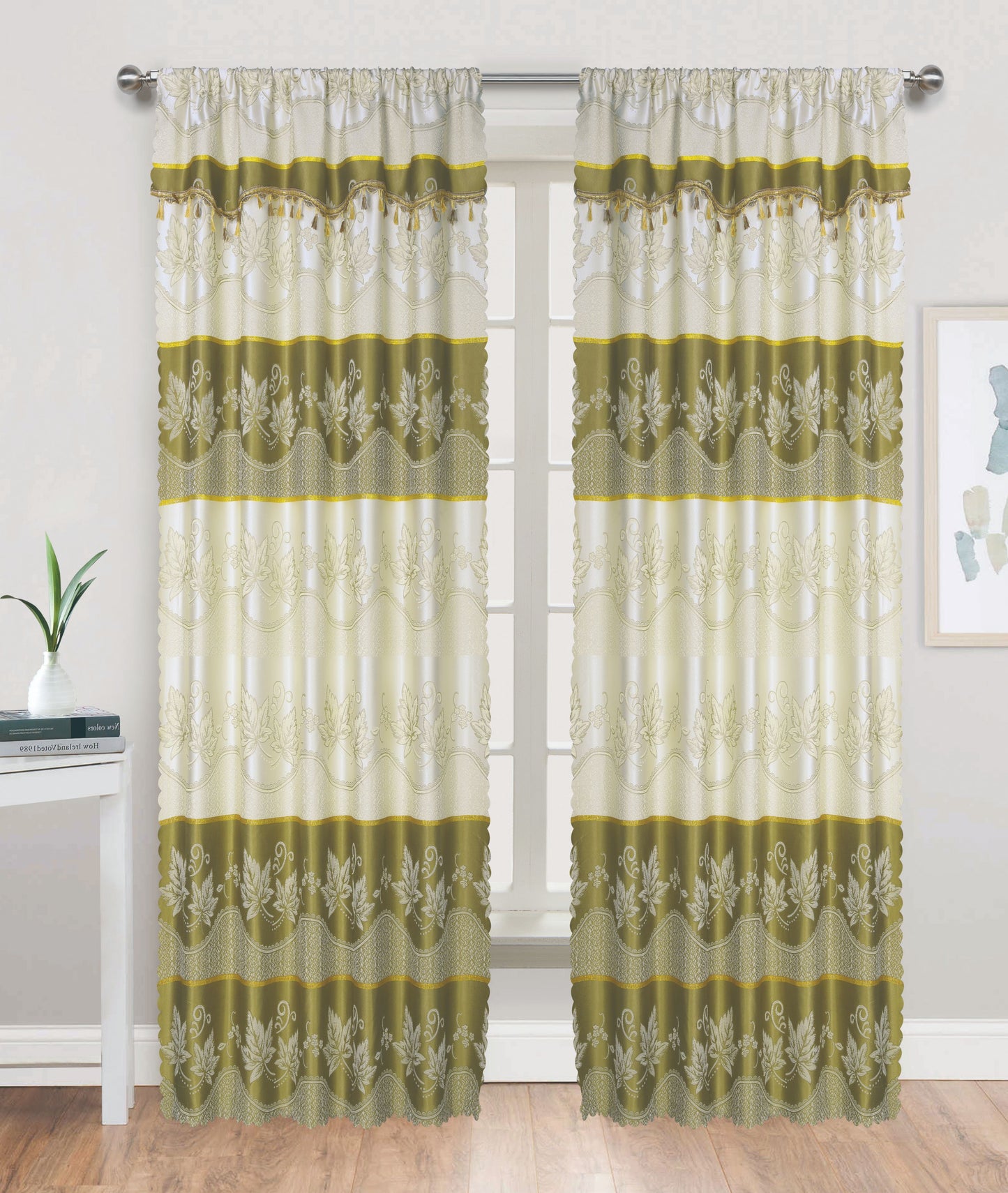 81030 Floral silky window curtain