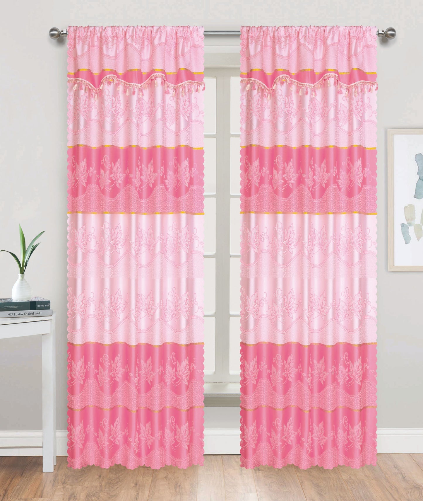 81030 Floral silky window curtain
