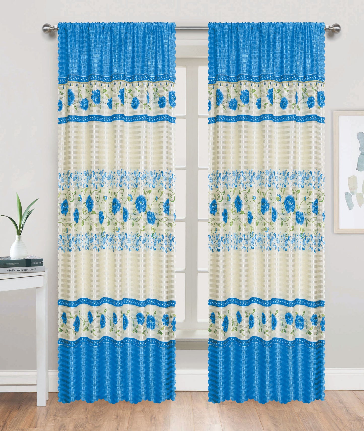 81031 Floral silky window curtain
