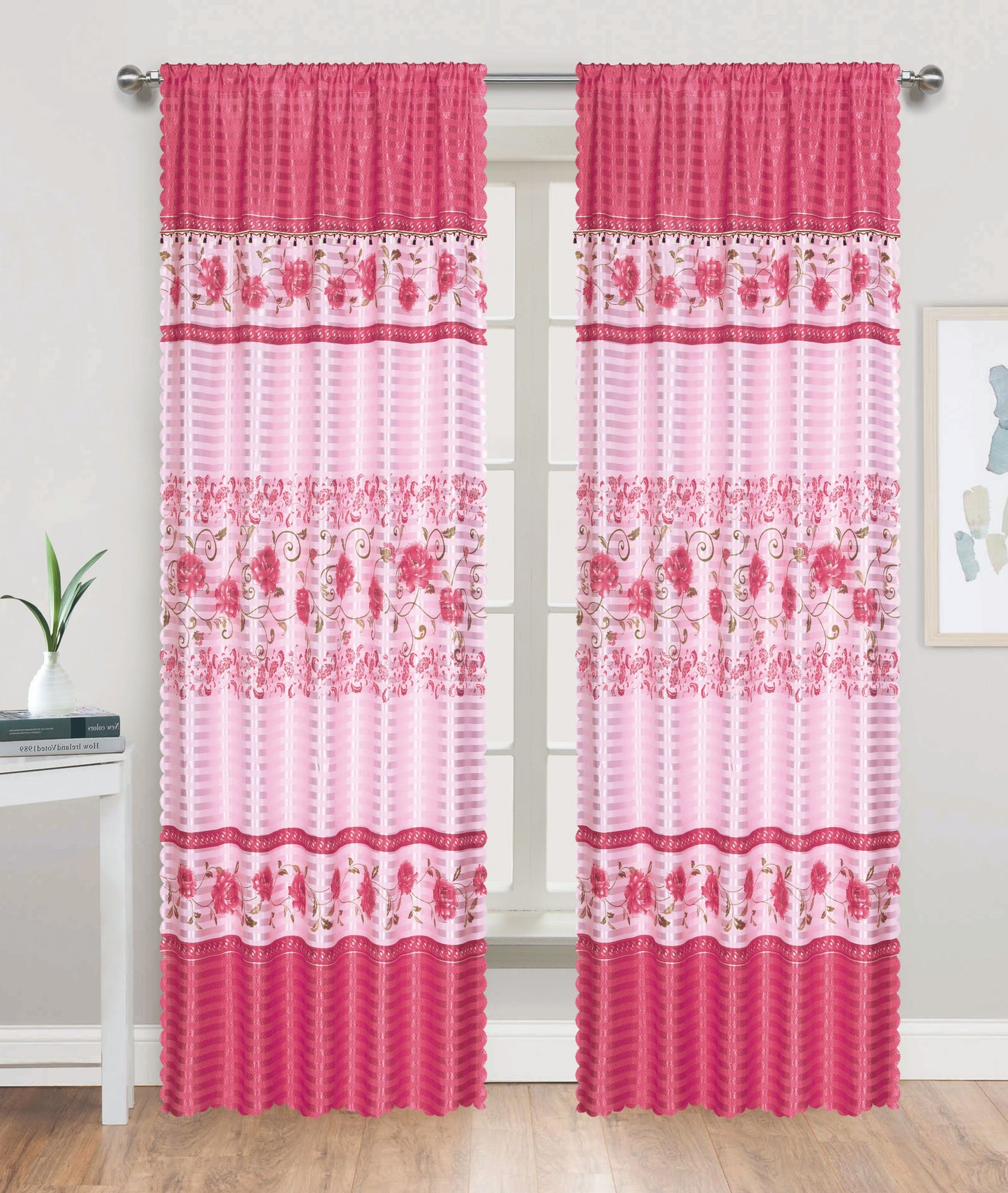 81031 Floral silky window curtain