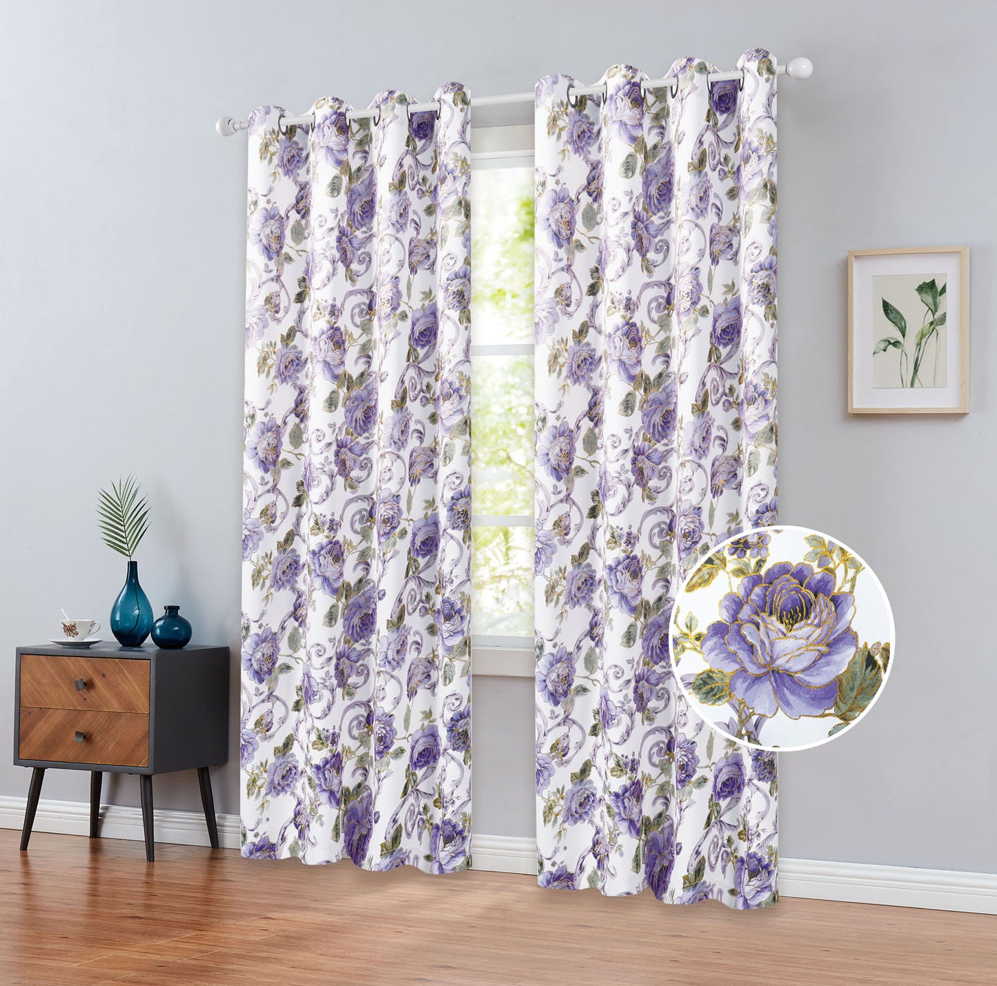 81051 Floral Blackout window curtain