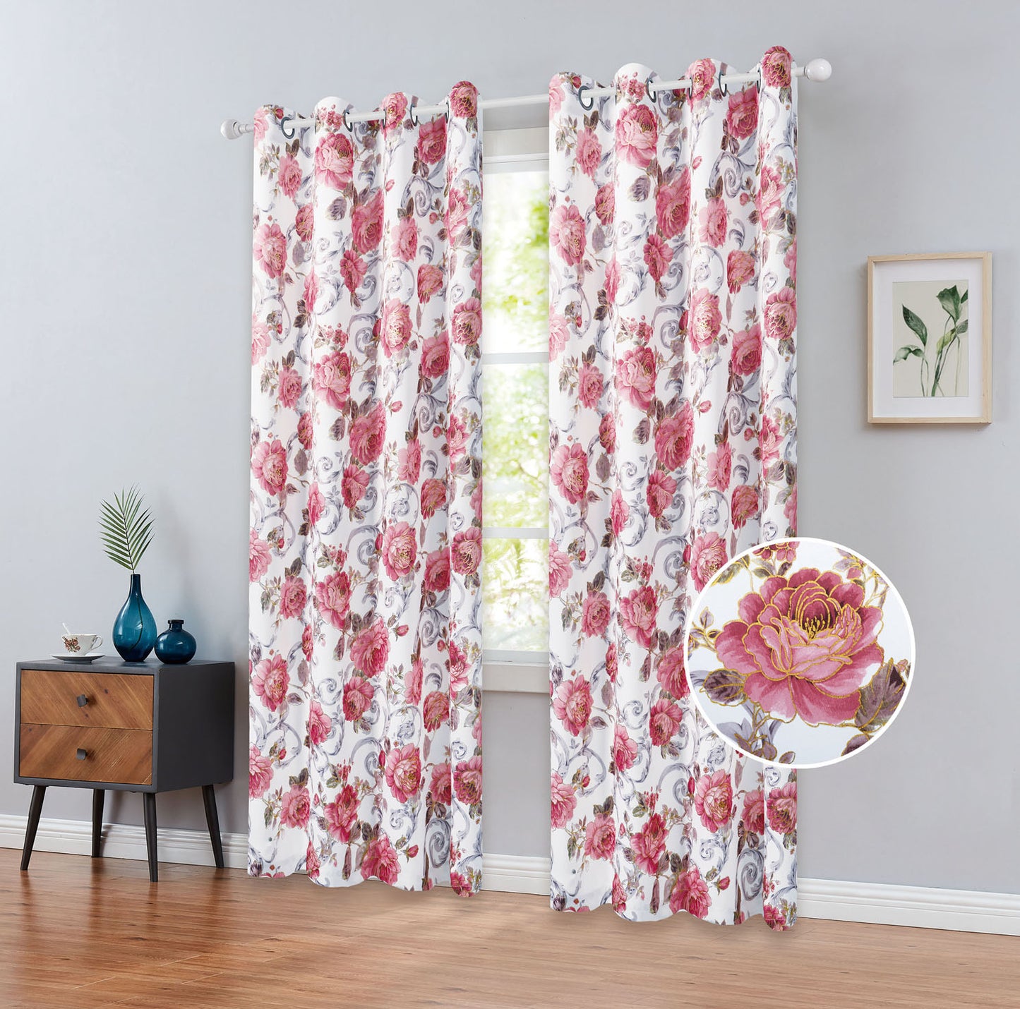 81051 Floral Blackout window curtain