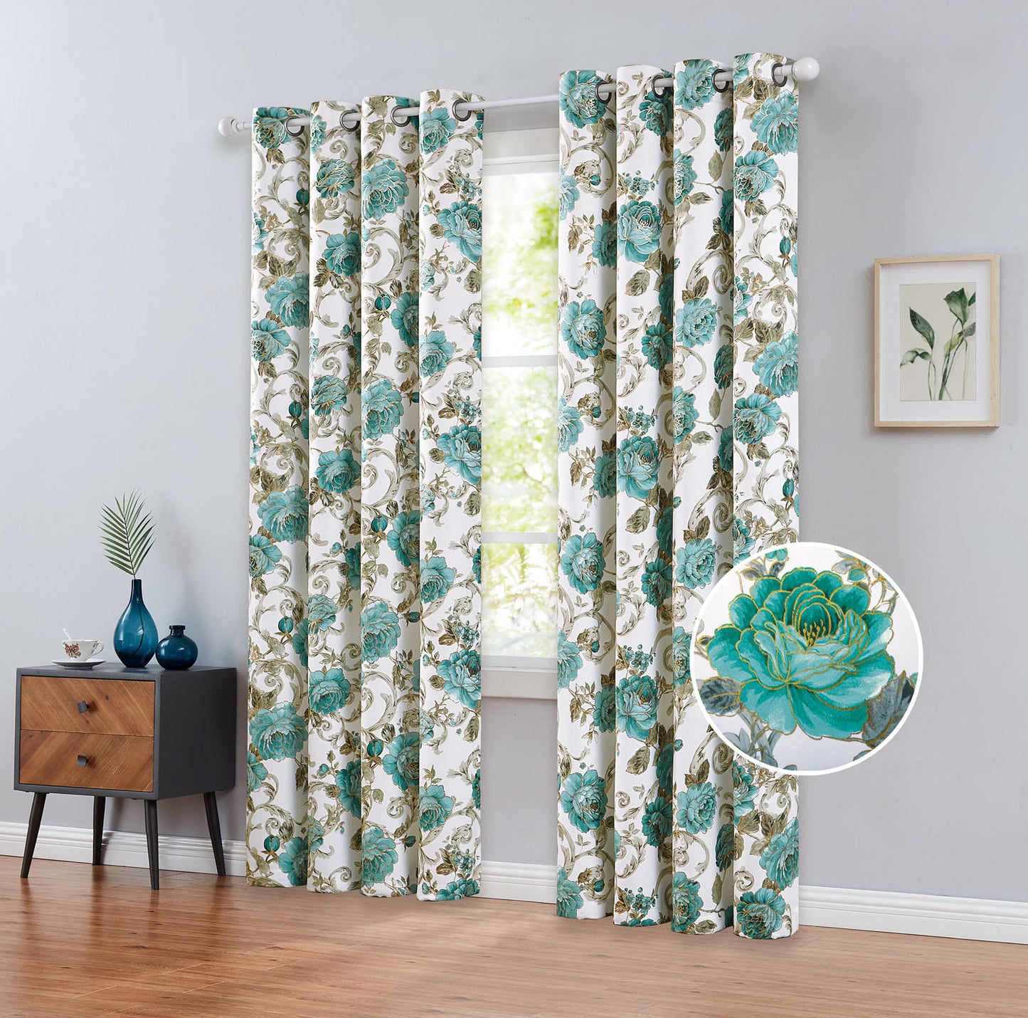 81051 Floral Blackout window curtain