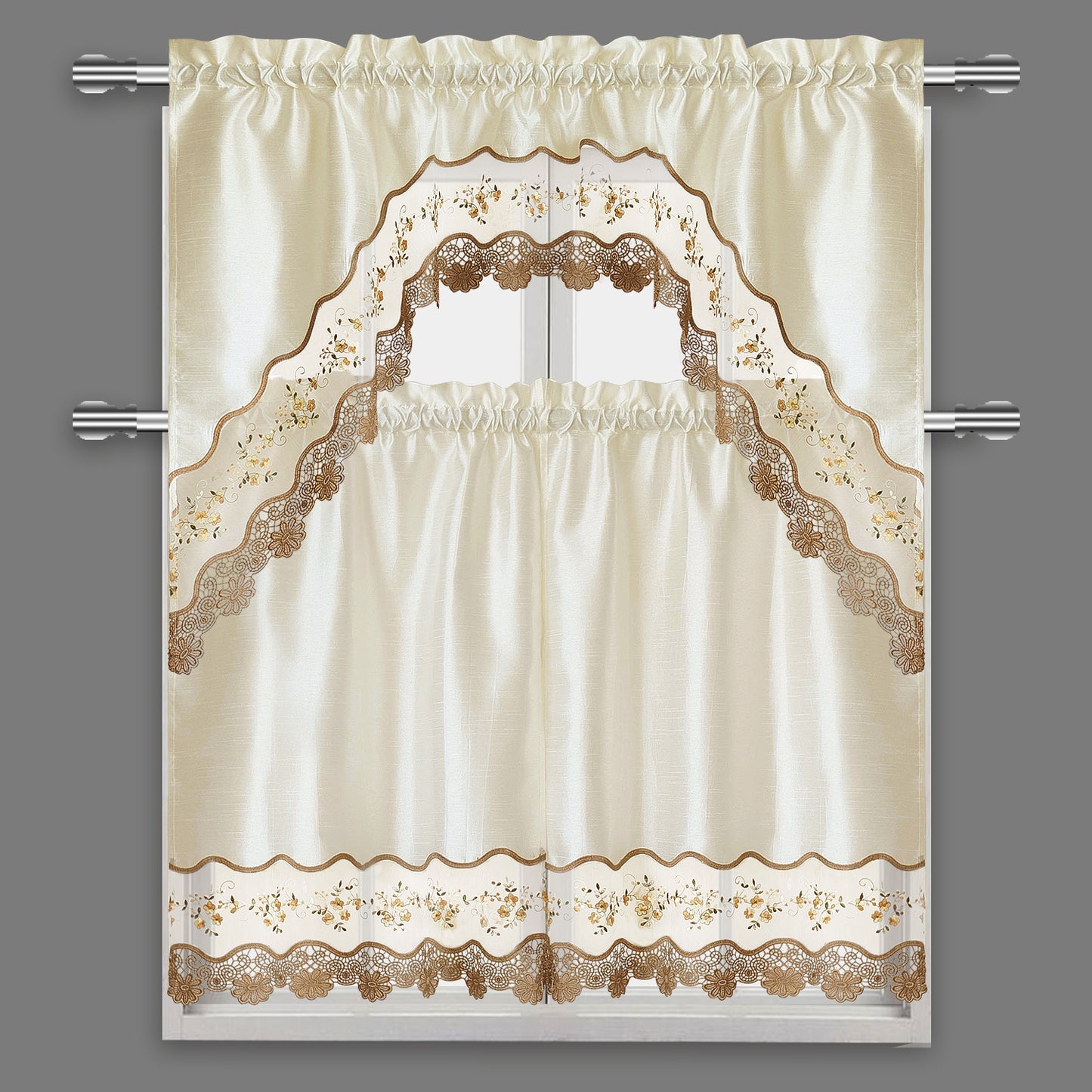 85002 Kitchen Curtain 3 Piece Set